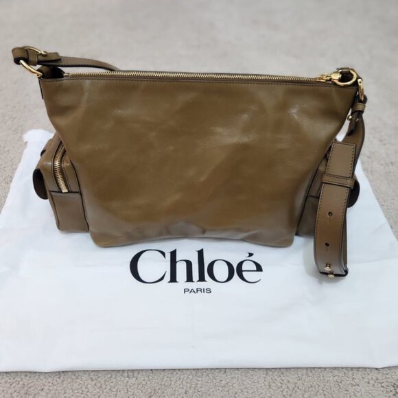 Chloe Camera Bag in Shiny Leather Color Dark Khaki - Picture 4 of 11